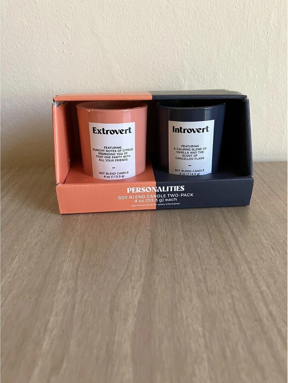 Personality Candles Introvert Extrovert Scent Duo Soy Blend 4oz ea Gift Set New